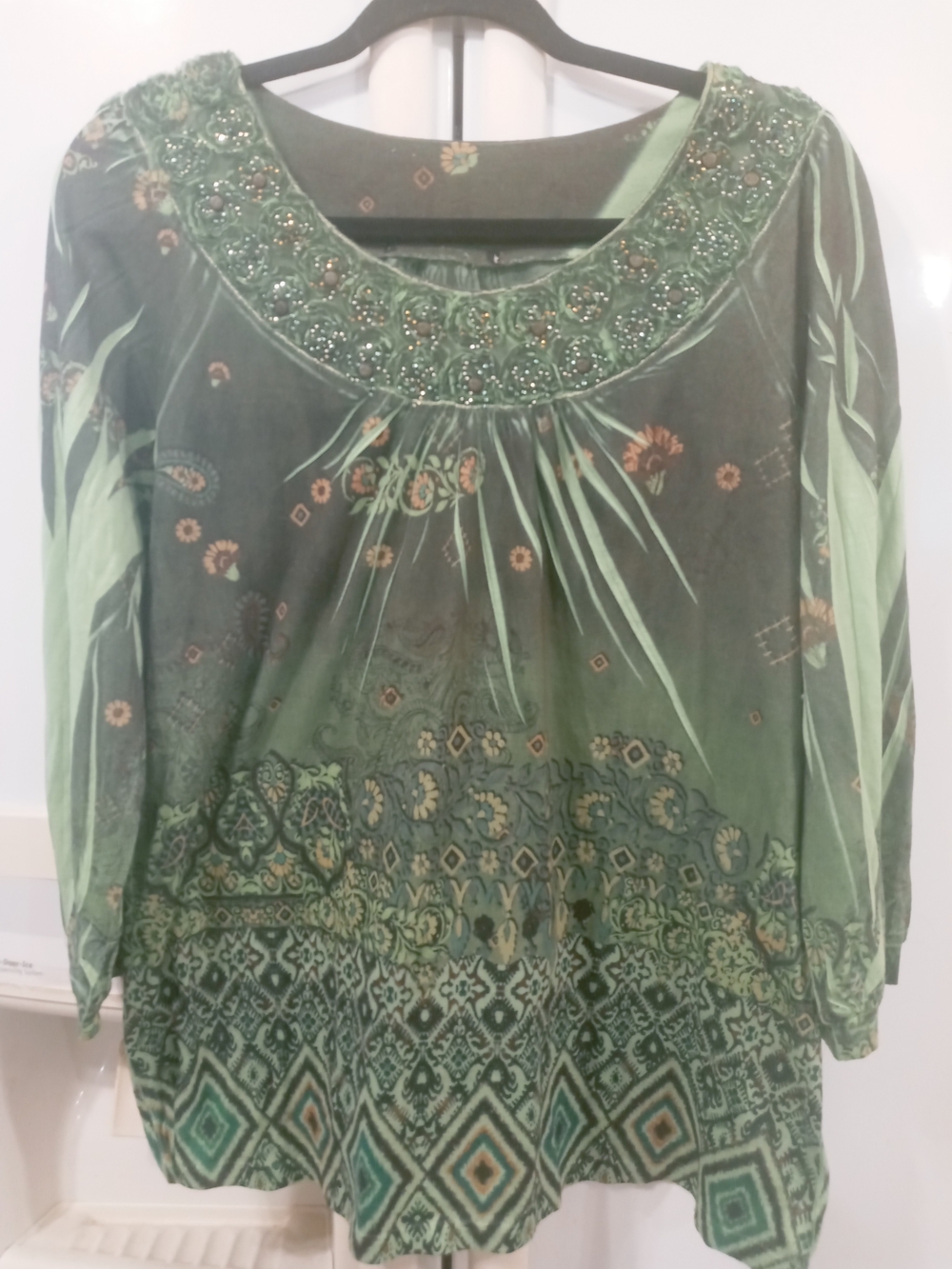 Women's Green Women's Boho Tunic Top